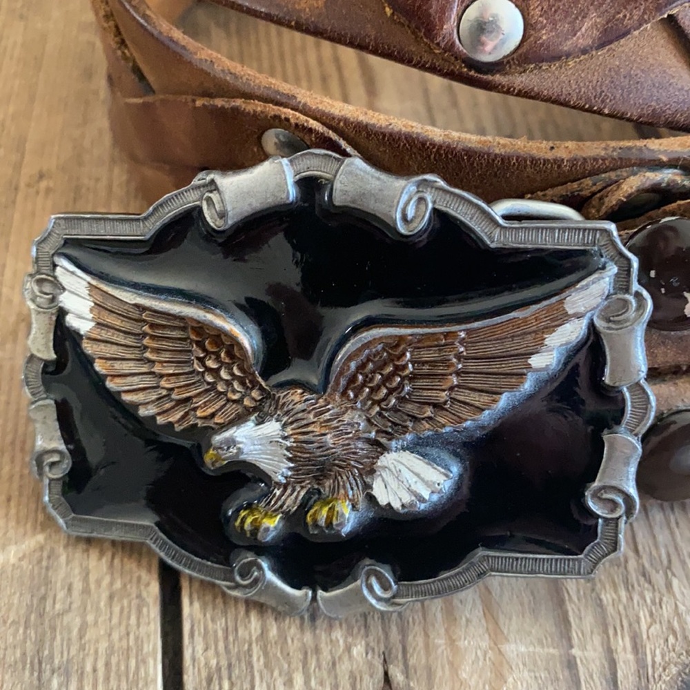 Gorgeous 1983 Vintage Eagle Leather Belt
